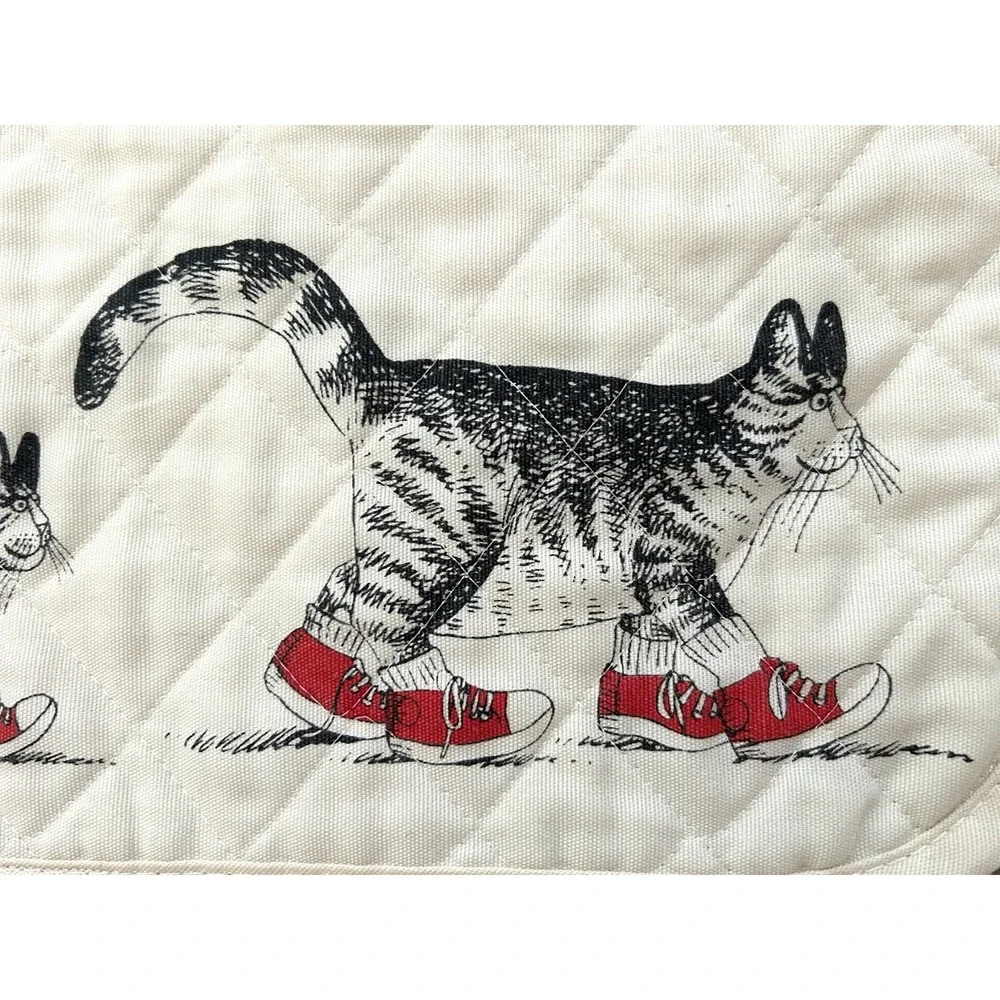 Vintage B. Kliban Placemats Cat In Red Shoes Quilted Set Of 4 Cottagecore USA